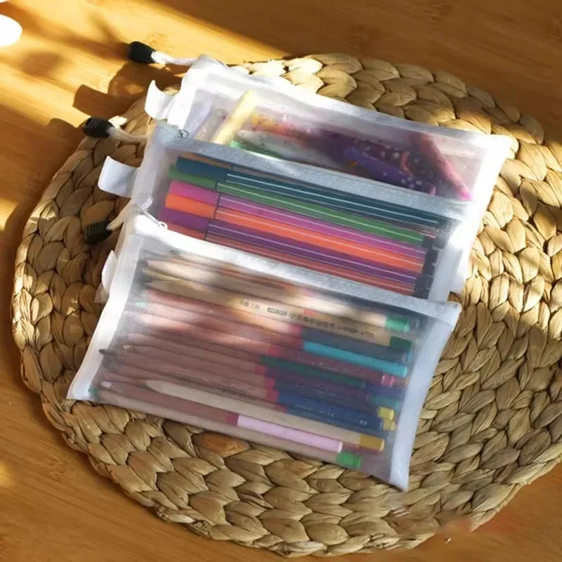 Transparent Zipper Mesh Storage Bag