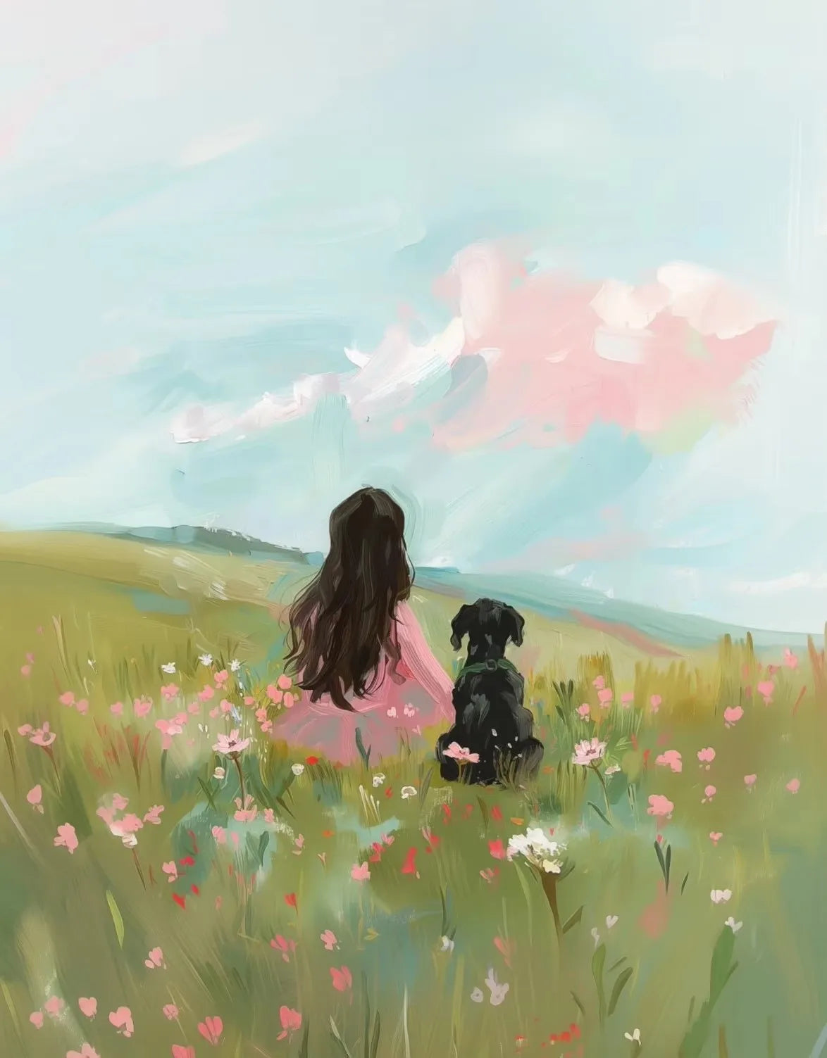 Girls & Pets Canvas Wall Art