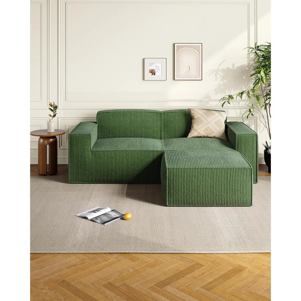80" L-Shape Corduroy Sectional Sofa with Chaise