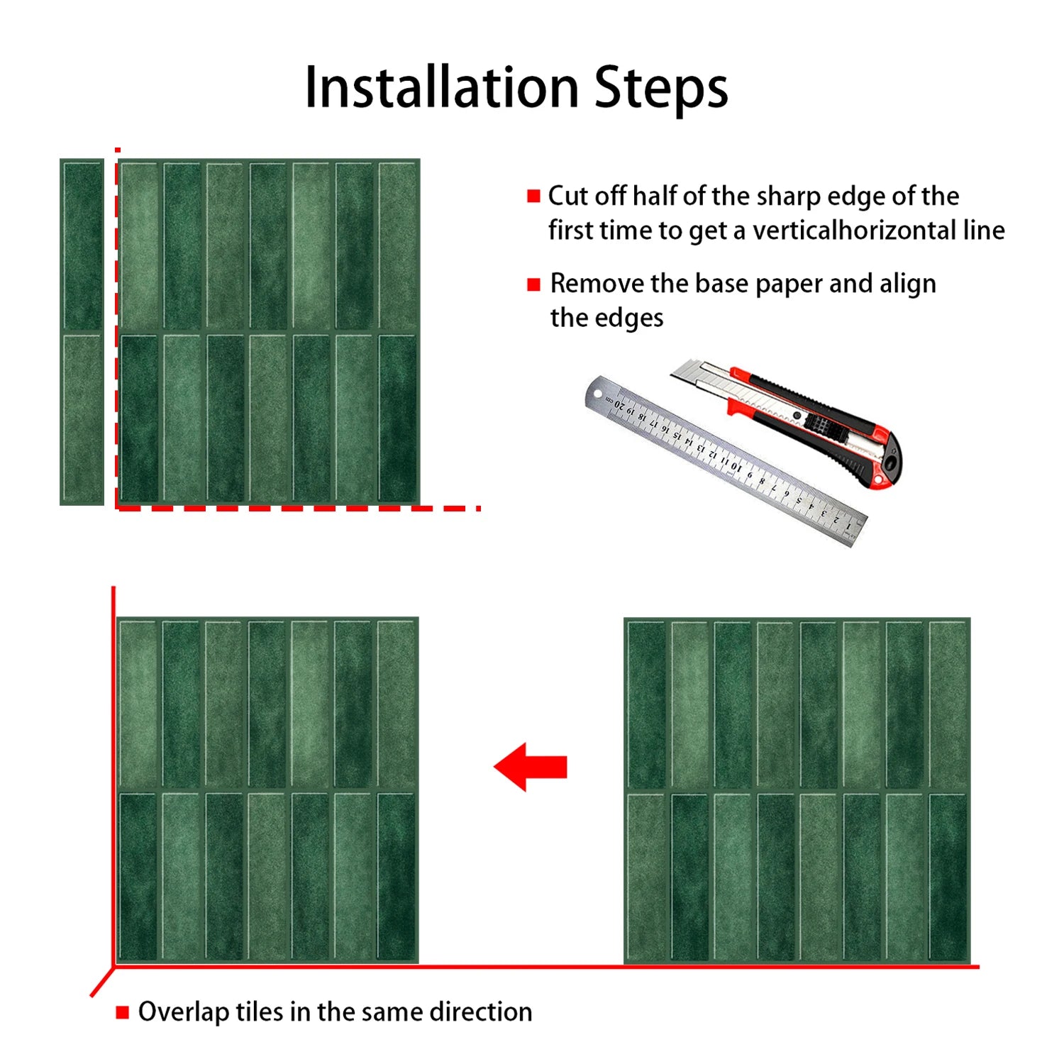 10 PCS Waterproof & Anti-Oil Peel-and-Stick Wall Tiles