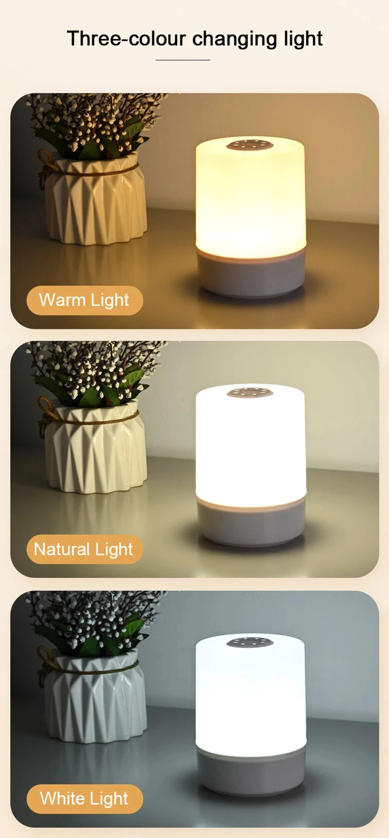 Touch Night Lamp – 3-Mode Dimmable USB Charging Bedside Lamp