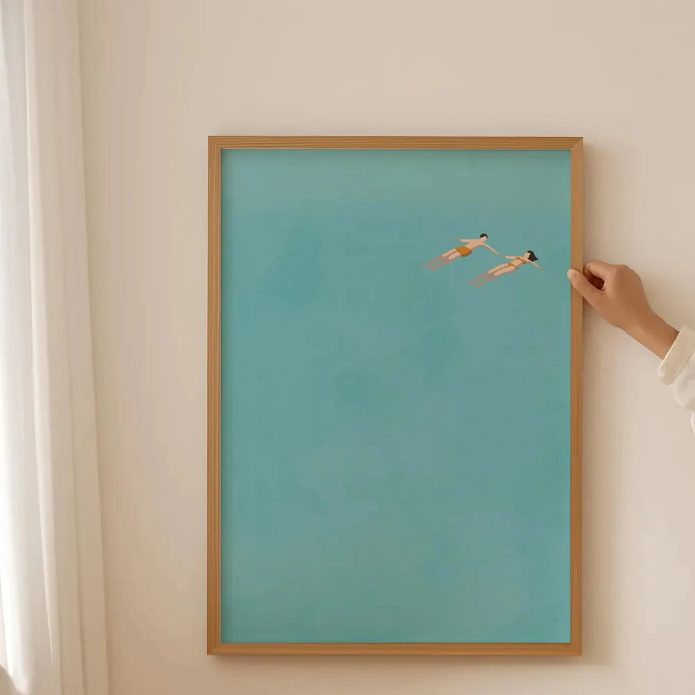 Summer Tiny People Swimming Canvas Poster