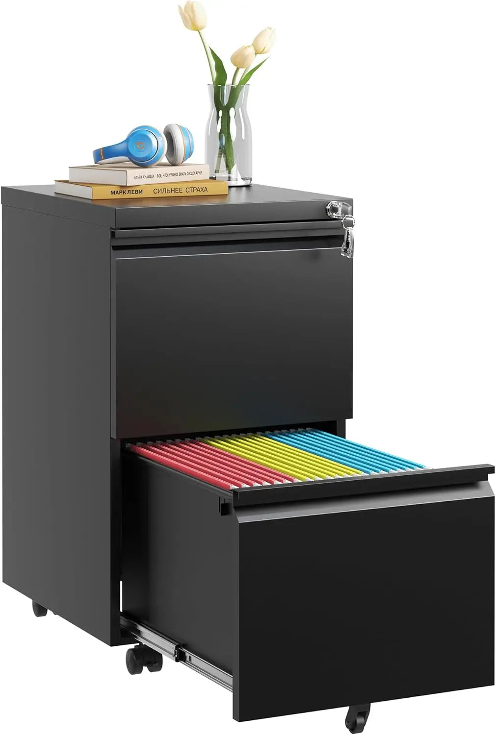 Mobile 2-Drawer File Cabinet with Lock