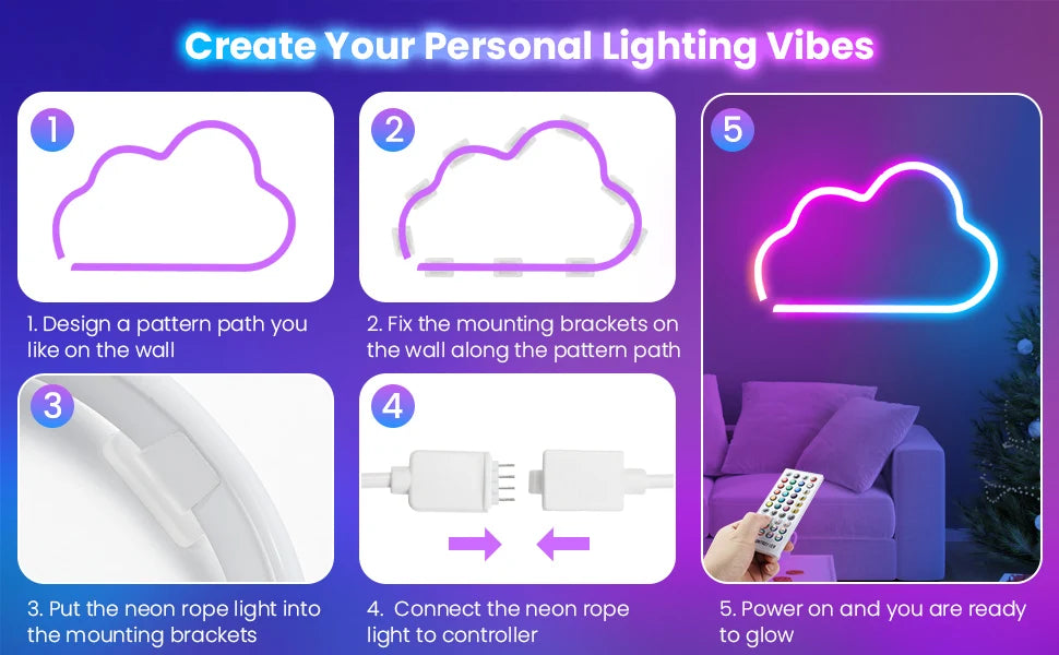 EU Plug LED Neon Strip Light