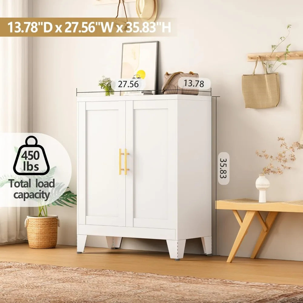35.83" Metal Bathroom Floor Cabinet