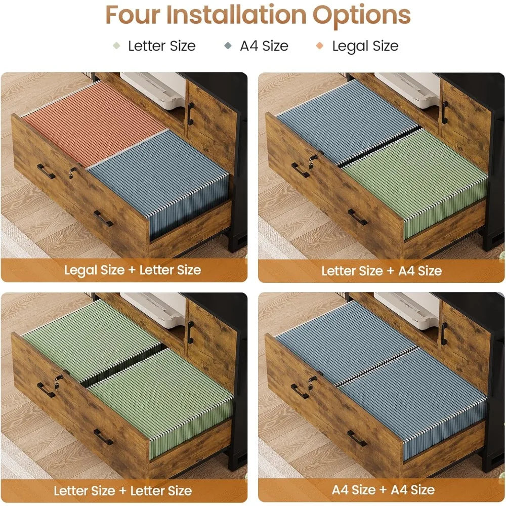 Lockable File Cabinet with Sliding Storage Shelf