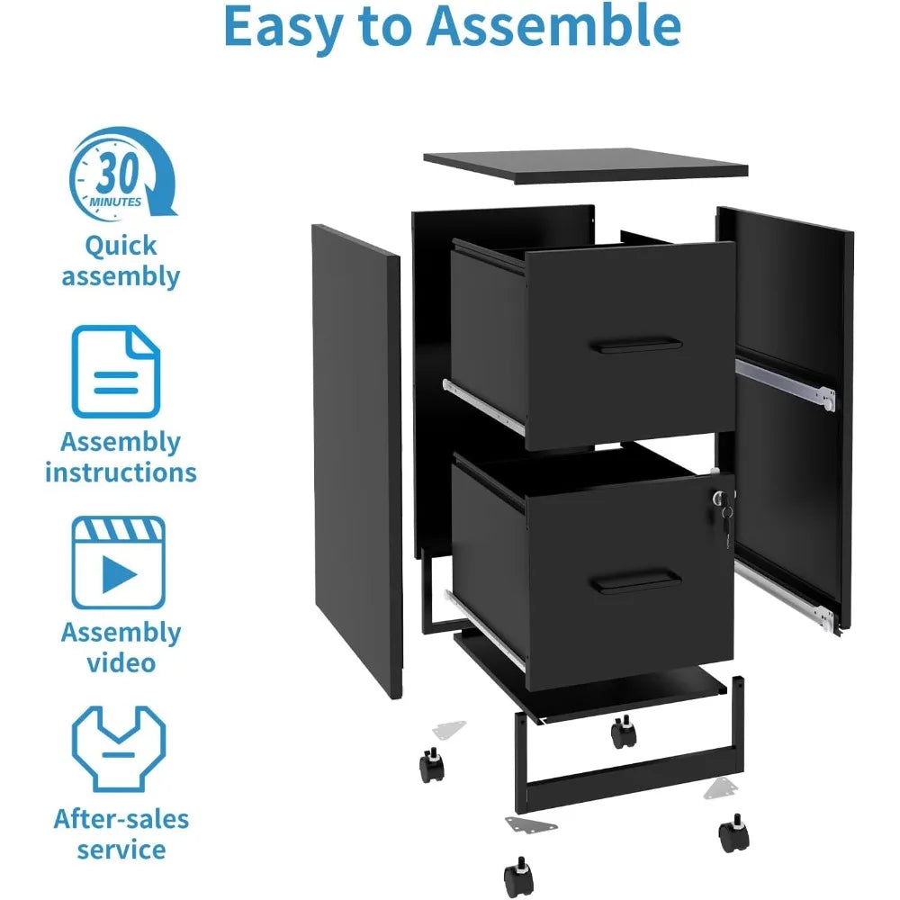 Mobile 2-Drawer File Cabinet with Lock