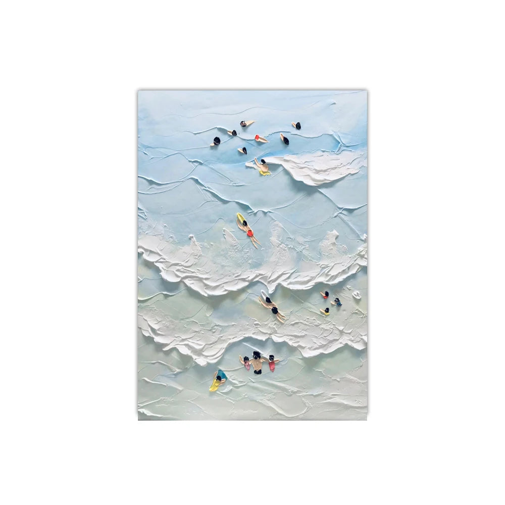 Summer Tiny People Swimming Canvas Poster