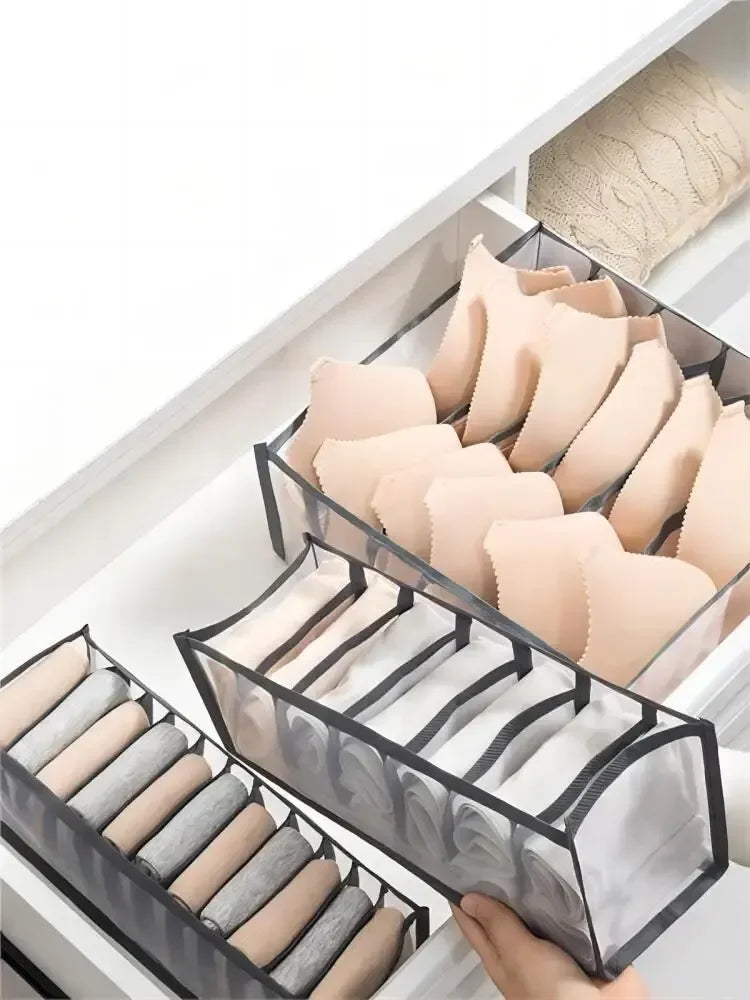 11-Grid Foldable Underwear Storage Box – Mesh Drawer Organizer