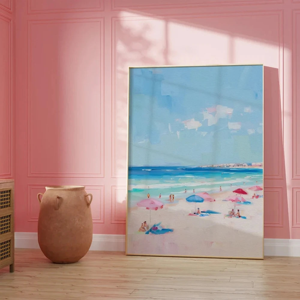Summer Tiny People Swimming Canvas Poster