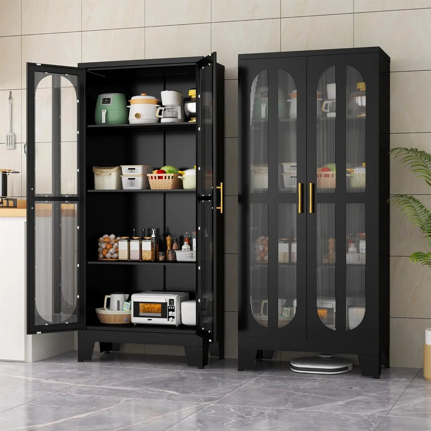 Metal Kitchen Pantry Storage Cabinet