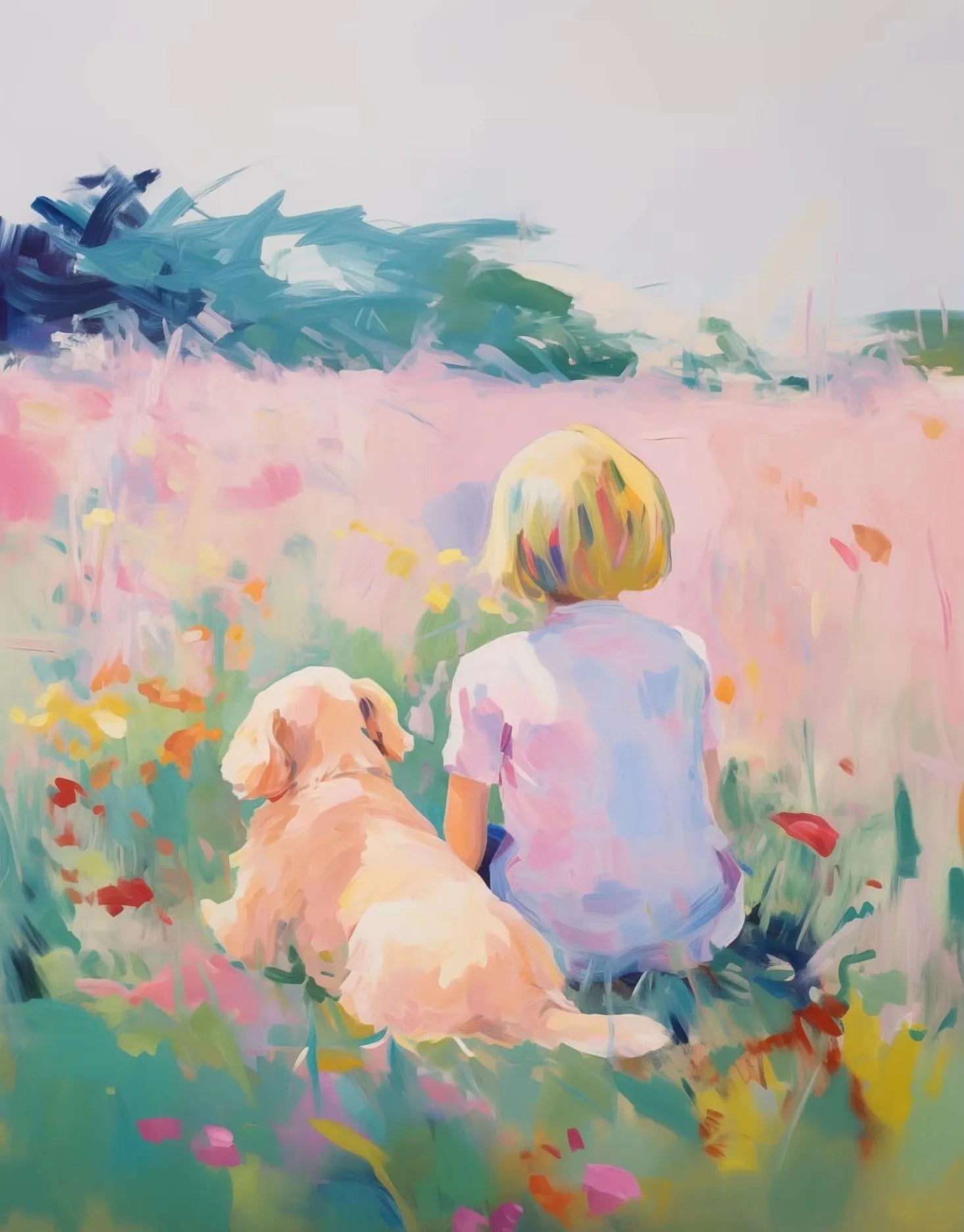 Girls & Pets Canvas Wall Art