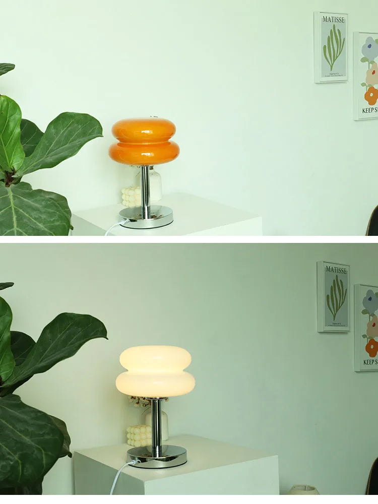 Macaron Glass Table Lamp – Trichromatic Dimming Night Light