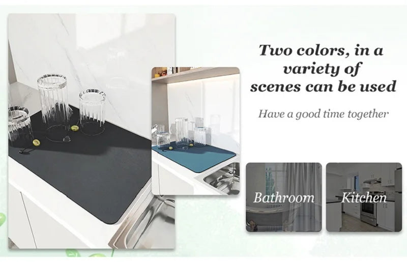 Large Super Absorbent Kitchen Mat – Quick Dry Dish & Faucet Draining Pad