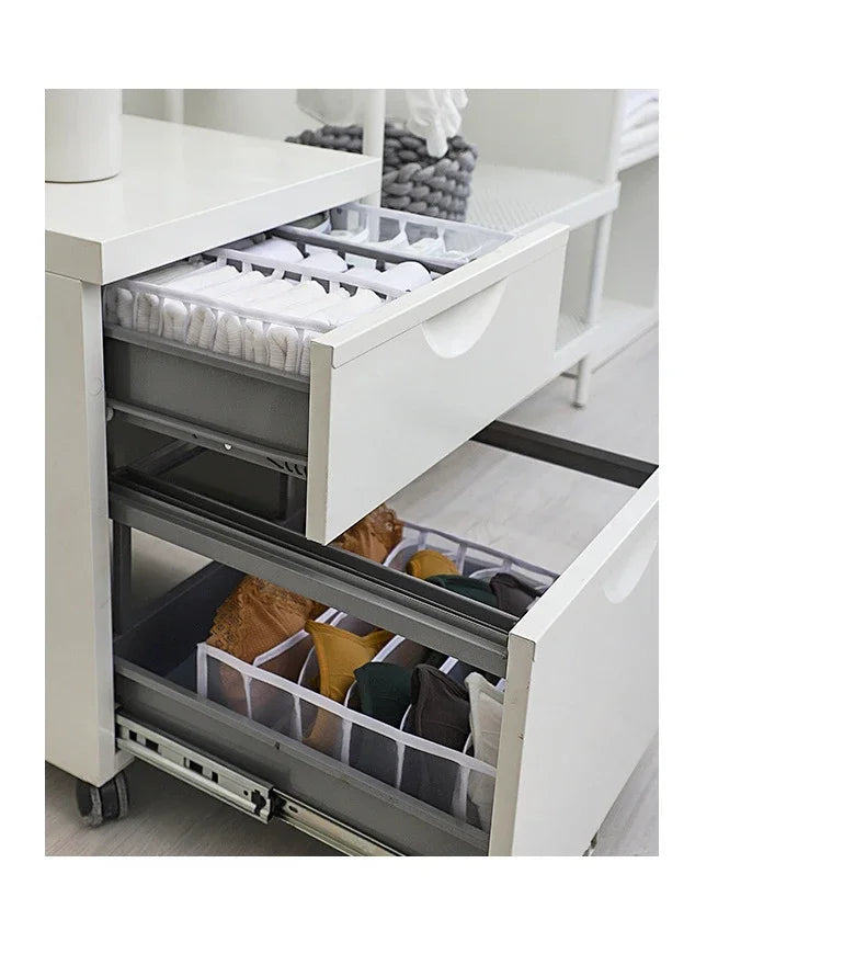 11-Grid Foldable Underwear Storage Box – Mesh Drawer Organizer