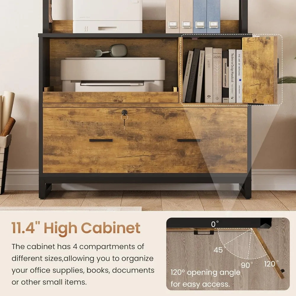 Lockable File Cabinet with Sliding Storage Shelf