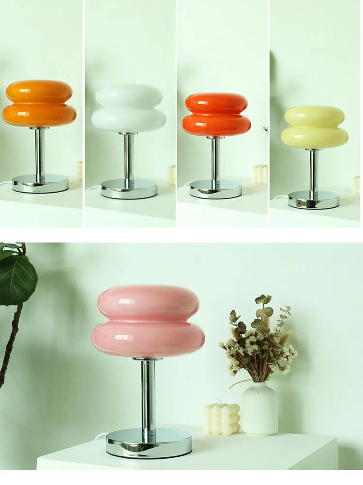 Macaron Glass Table Lamp – Trichromatic Dimming Night Light