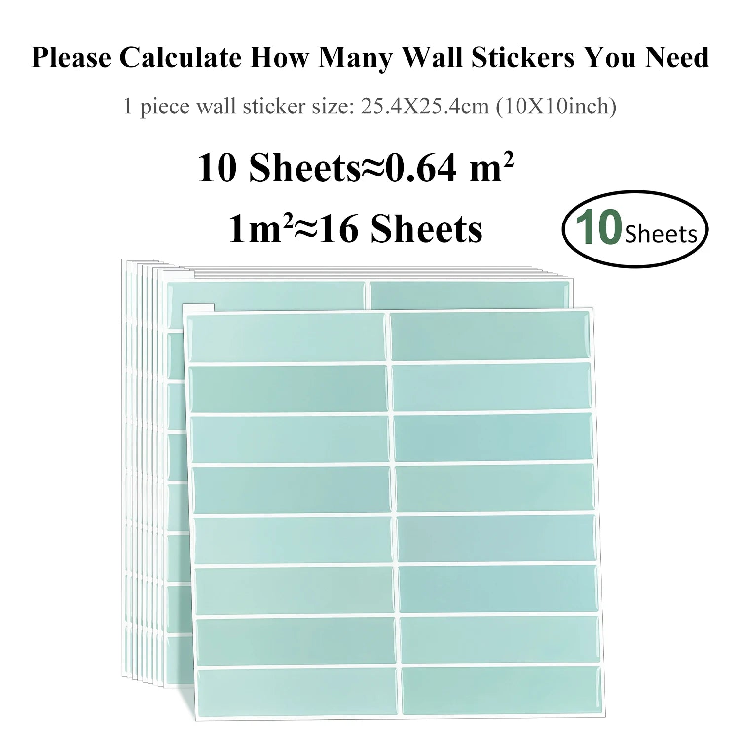 10 PCS Waterproof & Anti-Oil Peel-and-Stick Wall Tiles