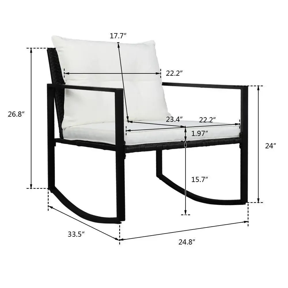 3PCS Outdoor Wicker Rocking Chair Set