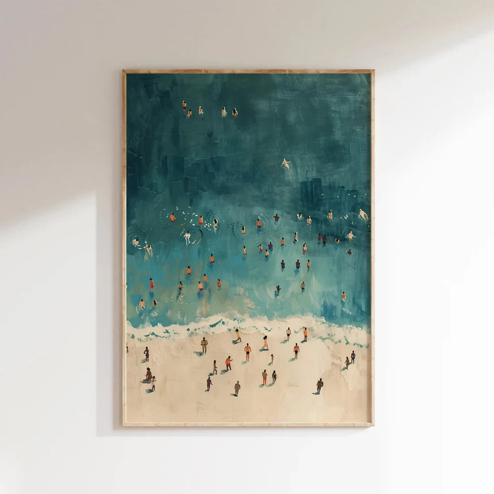 Summer Tiny People Swimming Canvas Poster