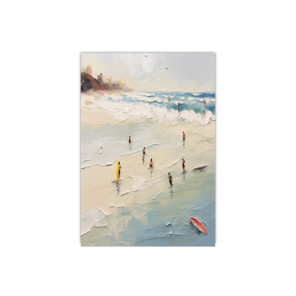 Summer Tiny People Swimming Canvas Poster