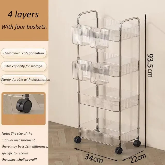 3/4 Layer Rolling Storage Trolley