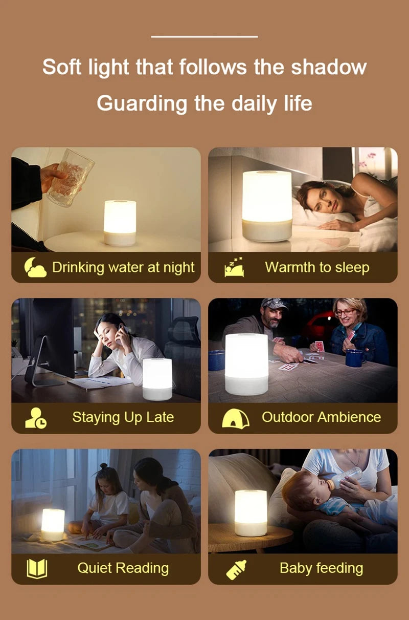 Touch Night Lamp – 3-Mode Dimmable USB Charging Bedside Lamp