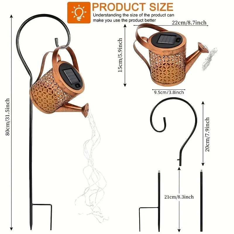 Solar Fairy Watering Can Light