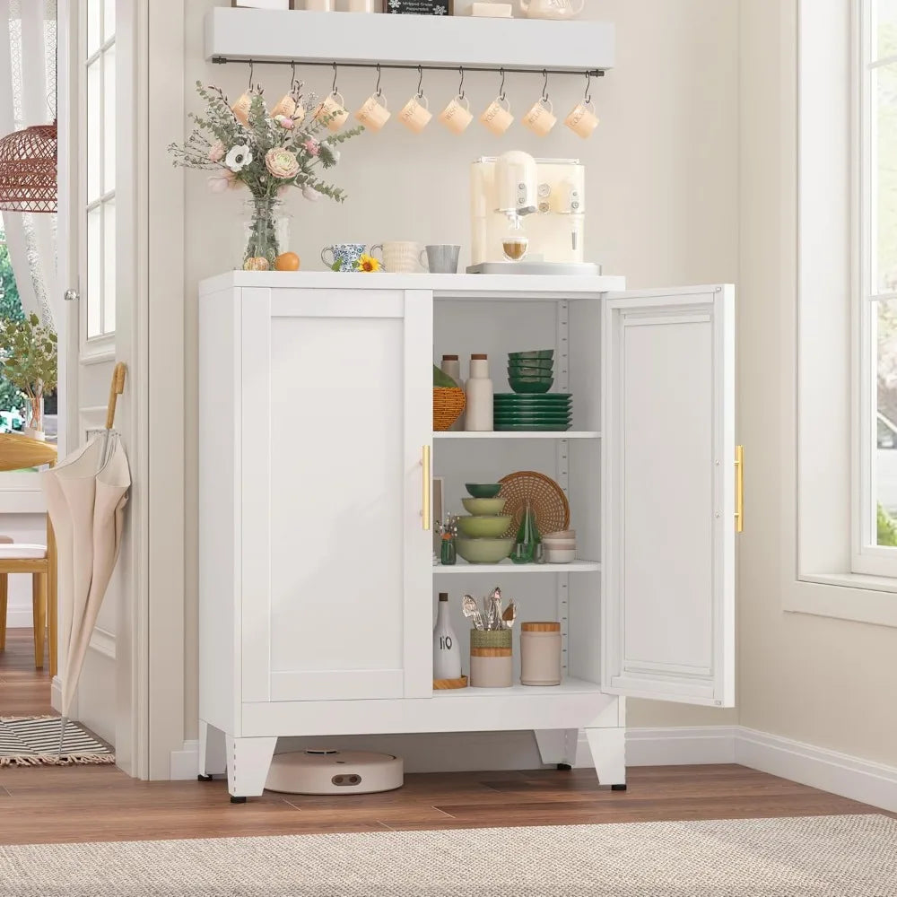 35.83" Metal Bathroom Floor Cabinet