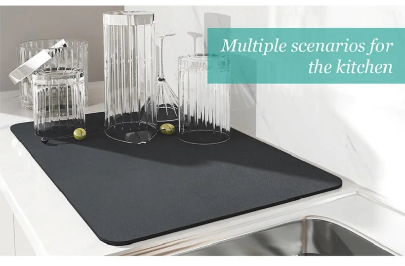 Large Super Absorbent Kitchen Mat – Quick Dry Dish & Faucet Draining Pad