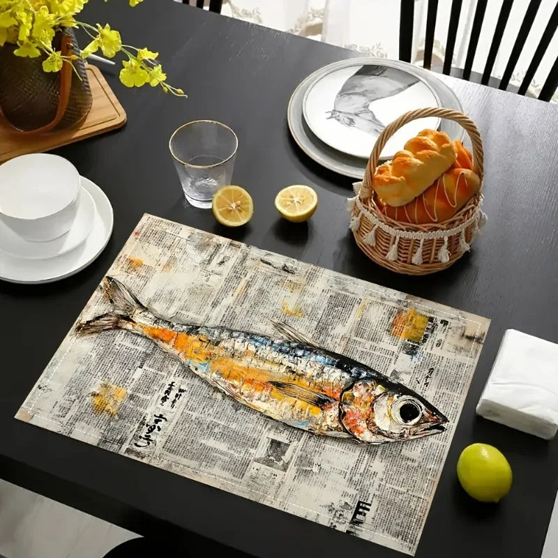 Sardine Art Placemats – Japanese Newspaper Table Mats