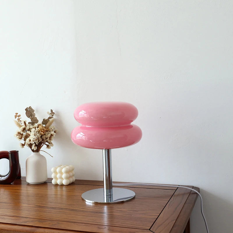 Macaron Glass Table Lamp – Trichromatic Dimming Night Light