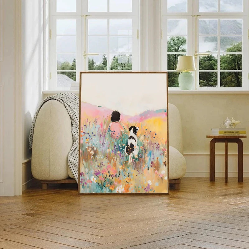 Girls & Pets Canvas Wall Art