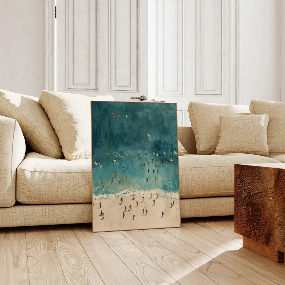 Summer Tiny People Swimming Canvas Poster