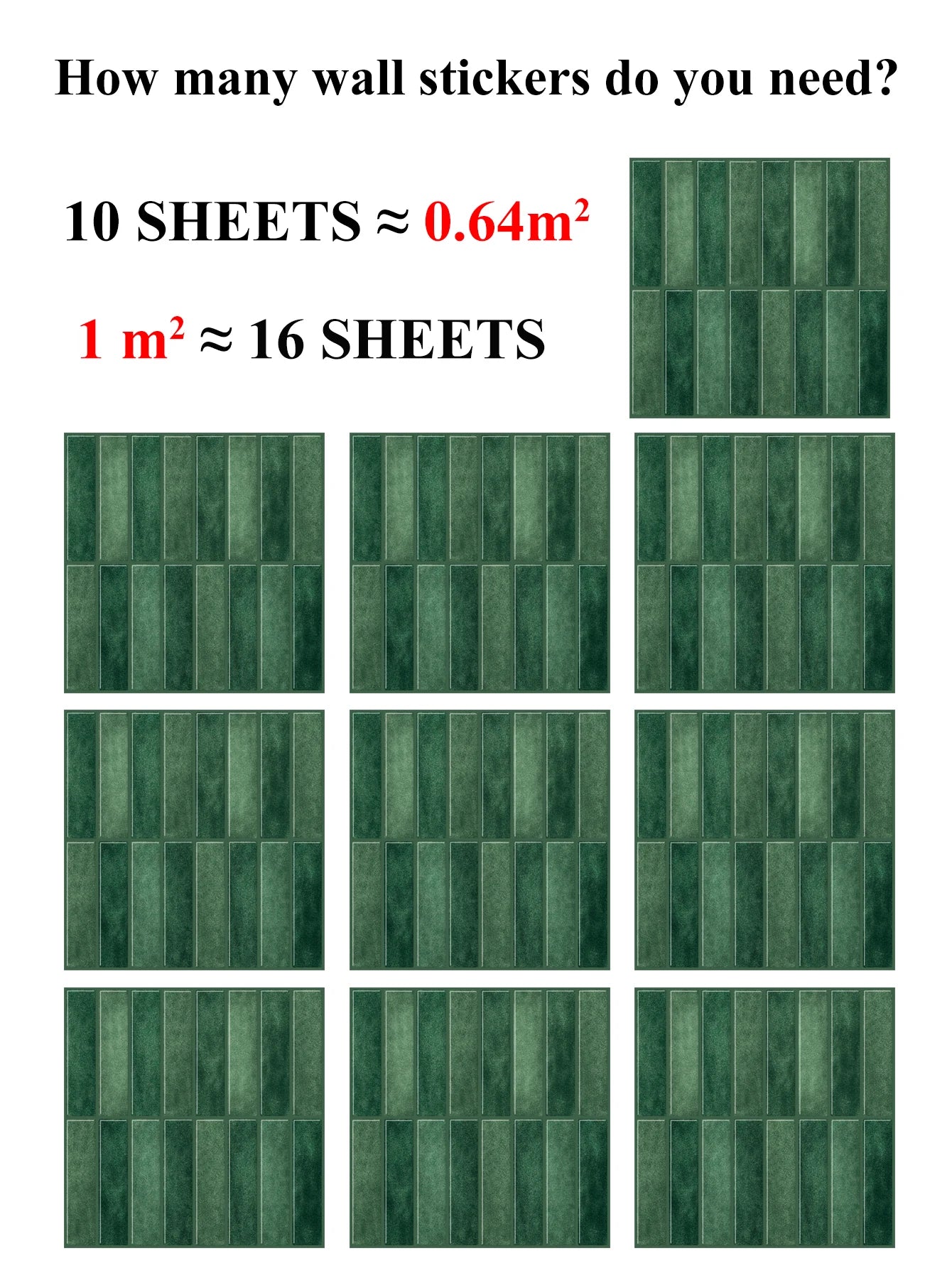 10 PCS Waterproof & Anti-Oil Peel-and-Stick Wall Tiles
