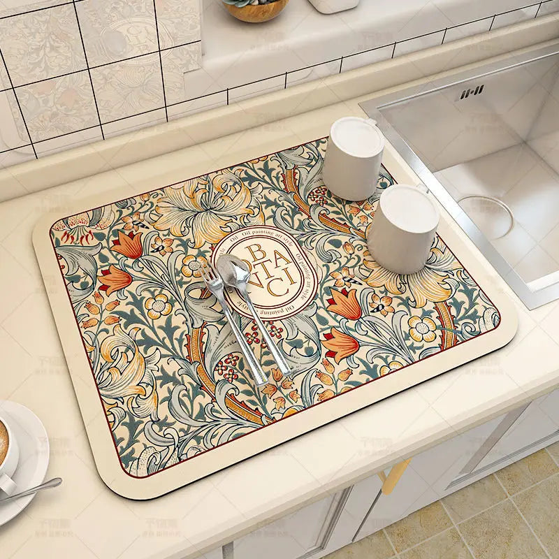 Large Super Absorbent Kitchen Mat – Quick Dry Dish & Faucet Draining Pad