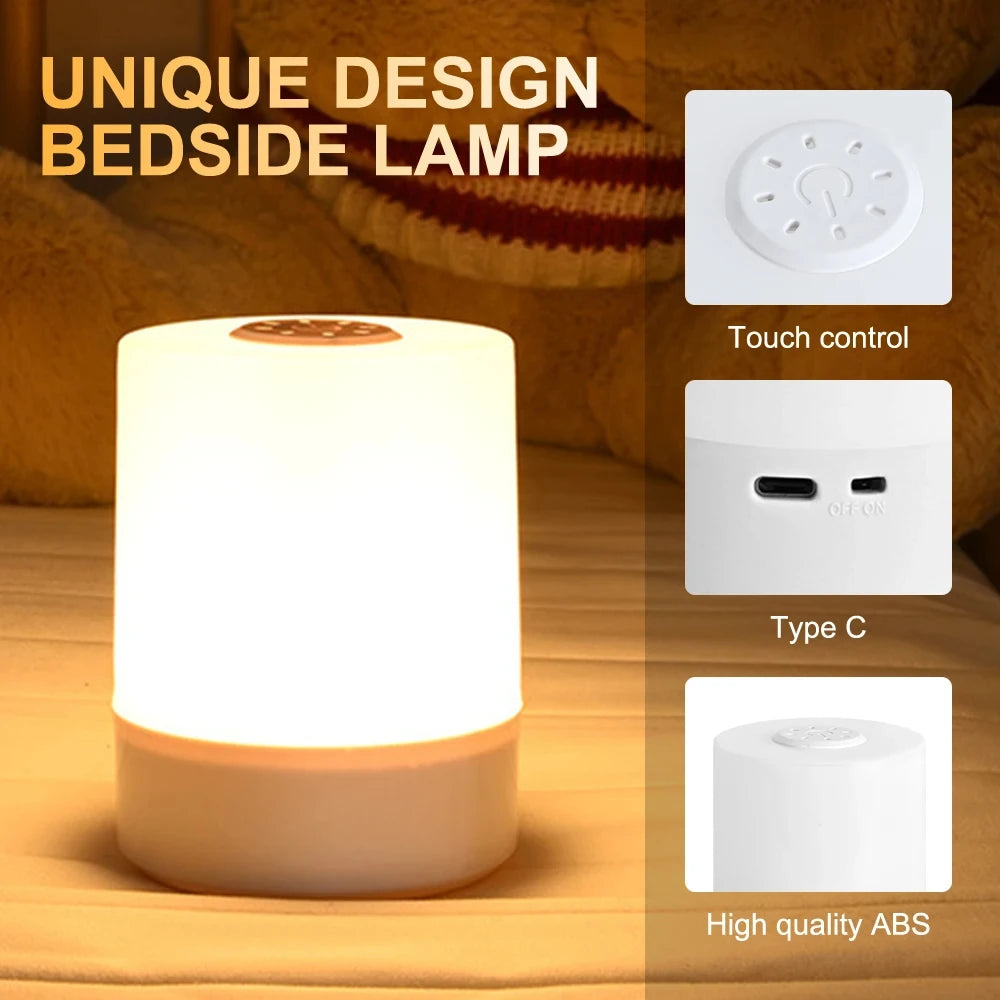 Touch Night Lamp – 3-Mode Dimmable USB Charging Bedside Lamp