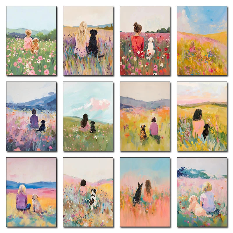 Girls & Pets Canvas Wall Art