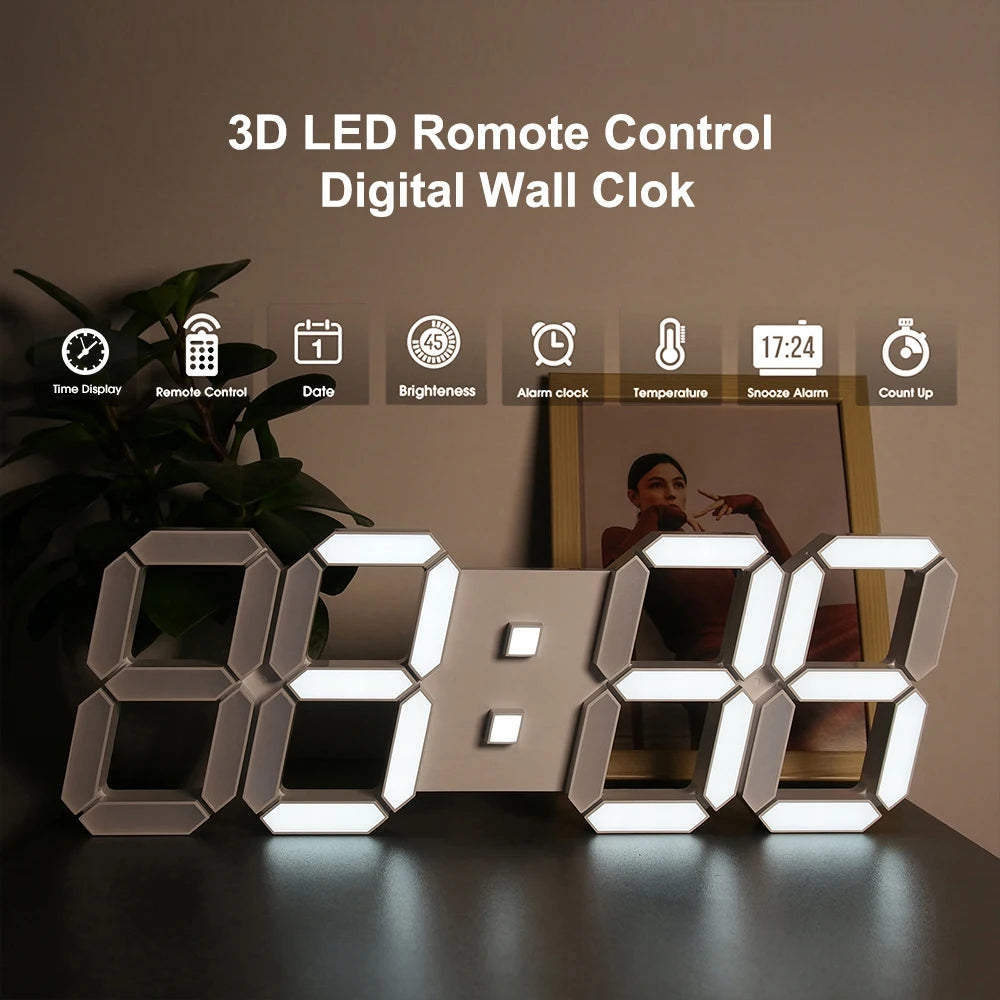 3D LED Digital Wall Clock