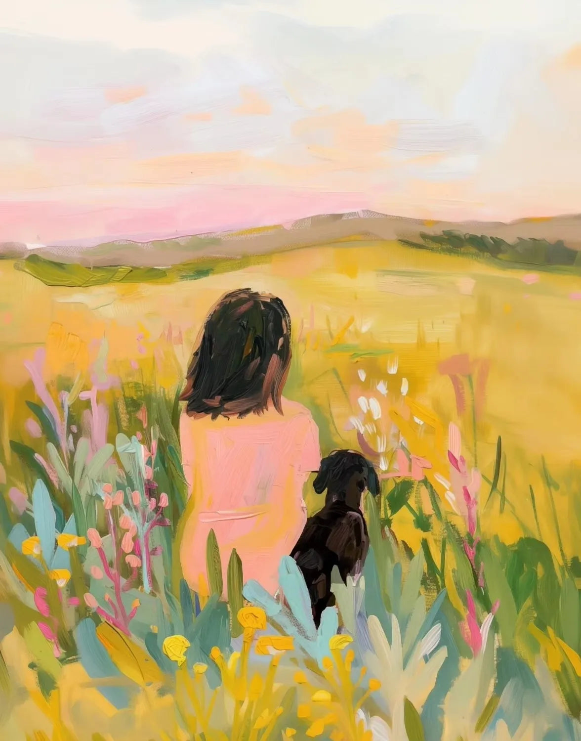 Girls & Pets Canvas Wall Art