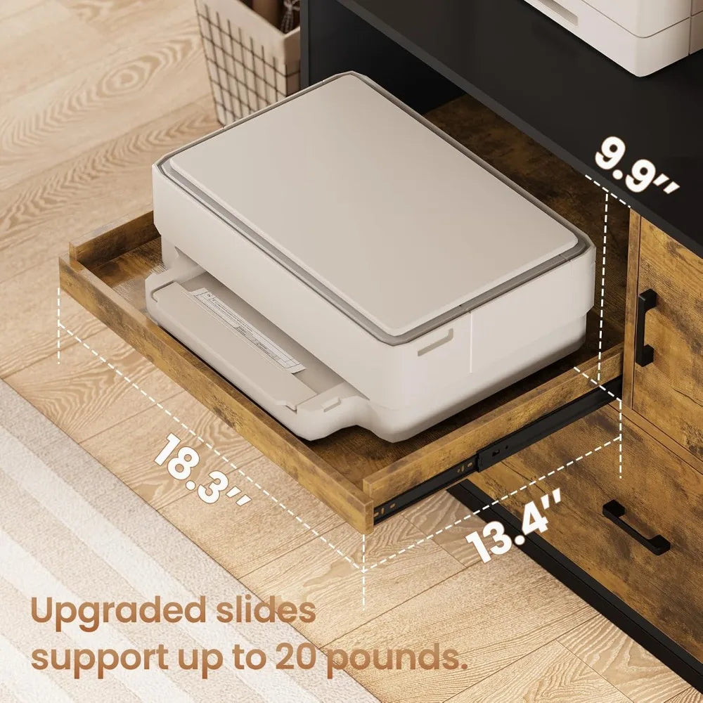 Lockable File Cabinet with Sliding Storage Shelf