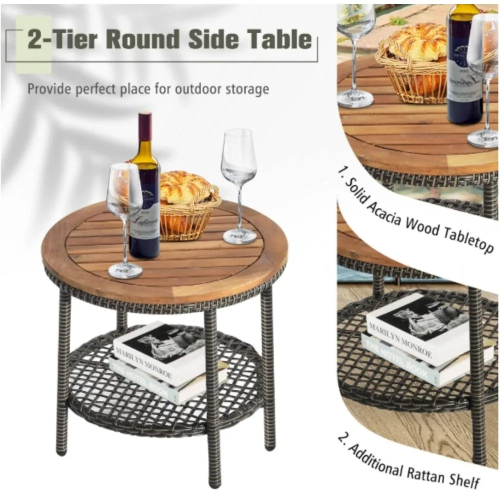 3-Piece Patio Rattan Furniture Set