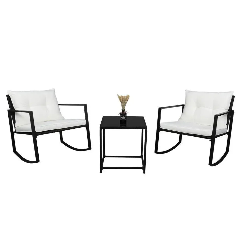 3PCS Outdoor Wicker Rocking Chair Set