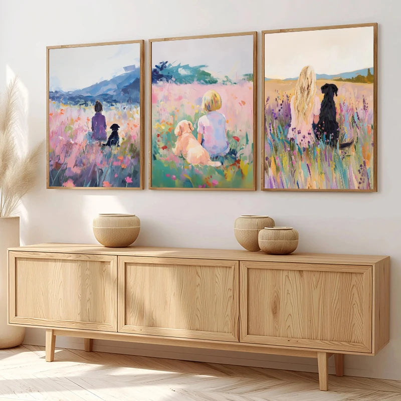 Girls & Pets Canvas Wall Art