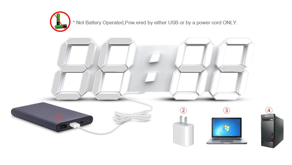 3D LED Digital Wall Clock
