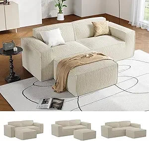 80" L-Shape Corduroy Sectional Sofa with Chaise