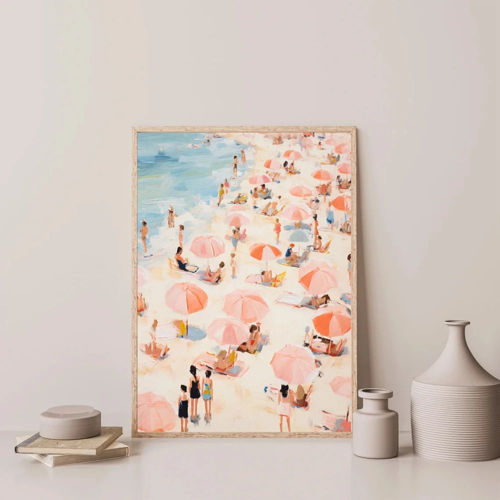 Summer Tiny People Swimming Canvas Poster